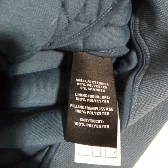 7FAM Diamond Stitch Quilted Bomber Jacket  Crushed Velvet Teal Medium - Picture 4 of 10